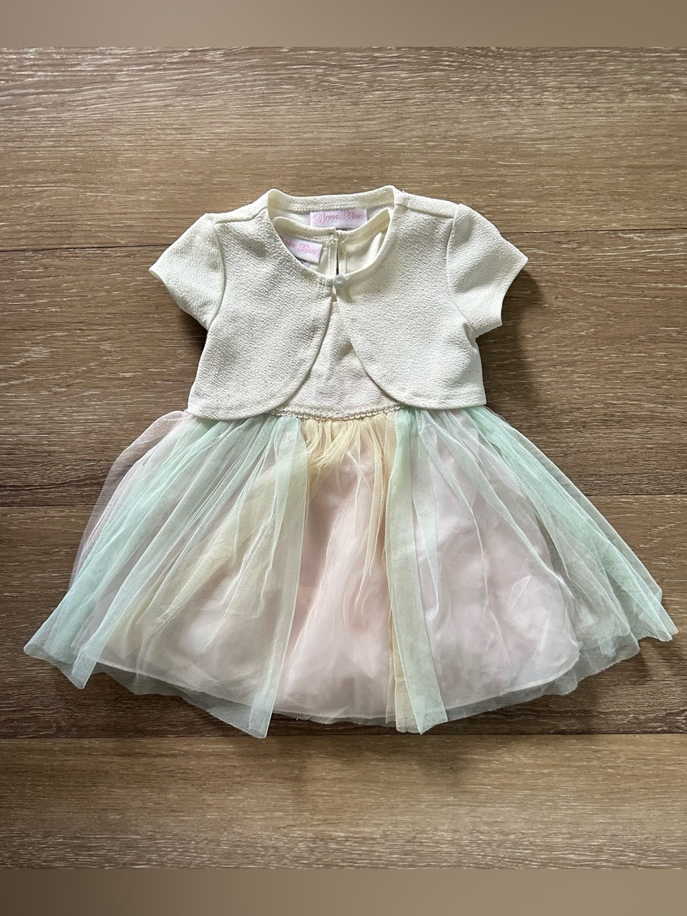 Bonnie Baby Cream Bodice with Pastel Pink, Mint & Yellow Tulle Dress - 18M